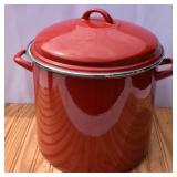 16 QT Red Enamel Stock Pot