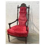 Banister Back Arm Chair- red velvet