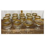 Gold rim candle holders, glasses *small chip on 1