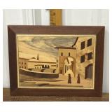 Renzo Carli handmade wood marquetry wall plaque