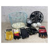 Work Gloves, Wire Basket, etc.