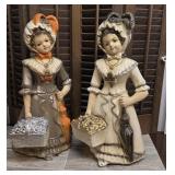 Pair of HEAVY chalkware plaster Victorian lady