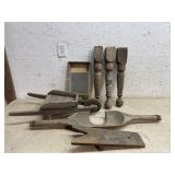 Early Wood Yoke, Washboard, Wheelbarrow, etc.