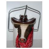 1995 G. Jewen Cowboy Cow 1 Pint Ceramic Crock