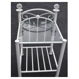 Metal/Glass Top Bedside Table