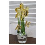 Beautiful art glass daffodil sculpture - heavy