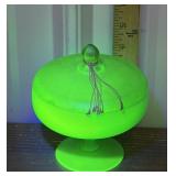 Uranium glass lidded bowl