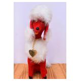 Vintage Red Velvet Stuffed Poodle. 1960