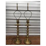 Vntg Brass Candlestick lamps -2