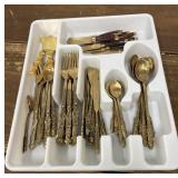 Gold tone flatware