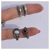 4 pc Sterling Rings-2 w/stones