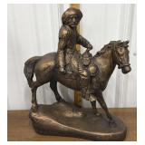 Cowboy on horse sculpture- heavy *a couple chips