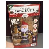 New in the box LED 4 foot inflatable camo Santa
