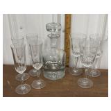 Decanter, crystal stemware