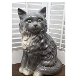 Large 1970s ceramic gray kitty cat