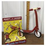 Radio flyer scooter, tricycle- doll size