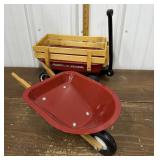 Radio Flyer wagon, wheel barrow- doll size