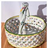 Hand Painted Portugal Ceramic Basket