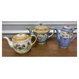 3 Japanese lustreware tea pots, All stamped Japan
