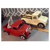 2 Vintage Metal Trucks Decorative