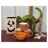 Halloween skeleton lamp, pumpkin luminary, cat