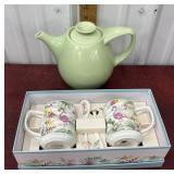 Monterey Pottery Tea pot and flamingo mugs gift