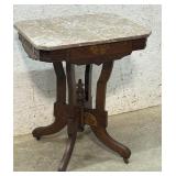 Walnut Marble Top Parlor Table 23/17/29