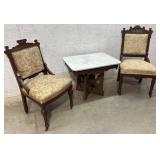 Walnut Parlor Table & Chair Set