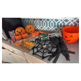 Halloween skeletons, pumpkins, spider, and more