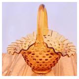 Fenton Amber Hobnail Basket