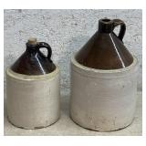 2 Brown & White Jugs