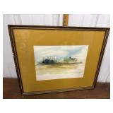 Watercolor- farm *frame has some scuff marks