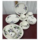 Sweet violets plates, cup and saucers, plater,