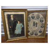 2 Old Gold Colored Frames one with couple photo,