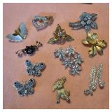 11 Beautiful Brooches - Butterflies, Dog, Flowers
