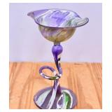 Hand Blown Glass Flower-Candle Holder