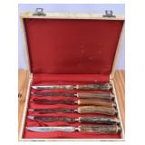 Anton Wingen German Stag Handle Knife Set/Box