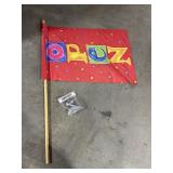 Flag pole with bracket and open flag
