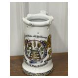 German porcelain puzzle beer stein