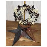 Metal star wreaths, barn stars *some paint