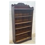 Oak Open Bookcase w/ pressed carved back 33/12/64