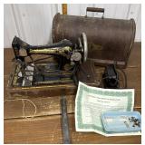 Singer sewing machine in bentwood carrier