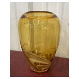 Art glass amber swirl vase