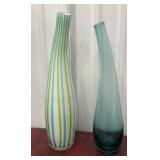 2 Art Glass Stretch Vases