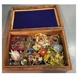 Wooden box with the contents of Jewelry