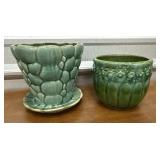 Green Vintage Planter pot (2) - needs cleaning