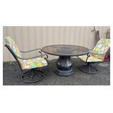 3 Piece Patio Set w/ glass top inserts 48/28