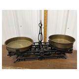 Cast iron counterbalance scale w/ brass weighing