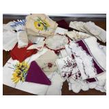 Large box of Vntg Linens, tablecloths, napkins &