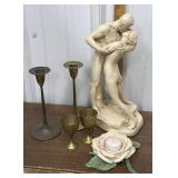 Plaster? Kissing couple statue, brass